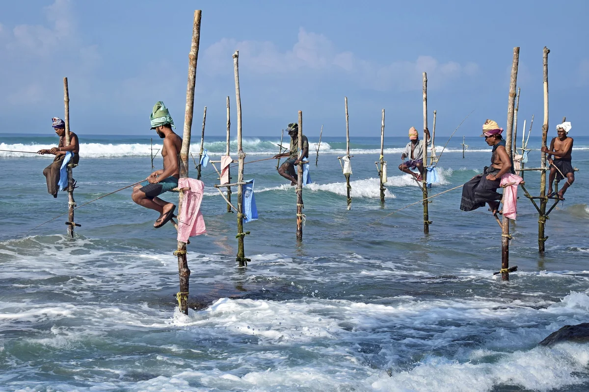 Traditional stilt fishermen on the south coast