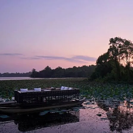 Mawella floating lounge at sunset