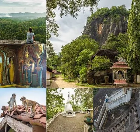 Mulkirigala rock temple heritage scenes and cave paintings