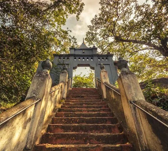 Historic stone steps leading into Mulkirigala temple