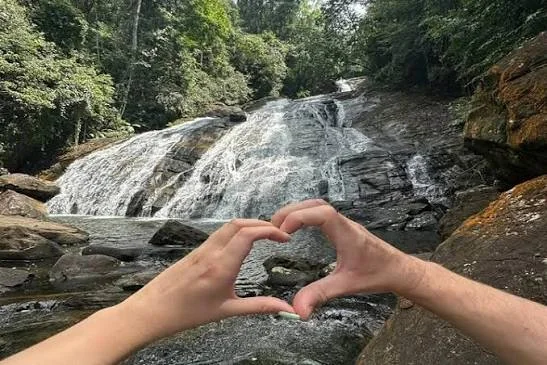 Waterfall stop during a Sinharaja Rainforest tour