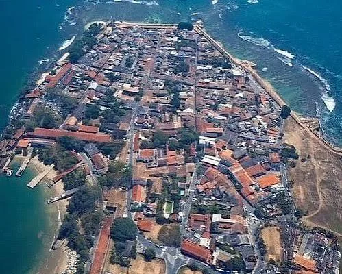 Aerial view of Tangalle town and coastline